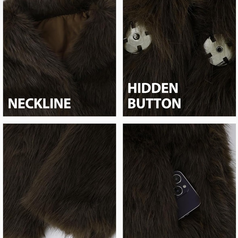 Luxurious Brown Faux Fur Coat - Picture 3 of 4